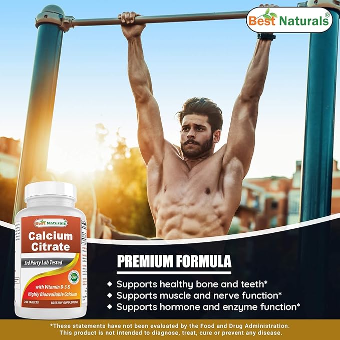 Best Naturals Calcium Citrate with Vitamin D-3 240 Tablets (240 Count (Pack of 3))