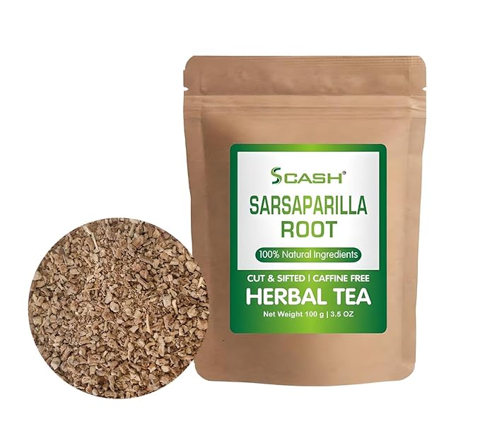 Scash 3.5 Ounce Sarsaparilla Root Organicly Grwon Herbal Loose Tea Crafted By Nature 100% All Natural Fresh Tea Tea | Non-GMO | Gluten-free. 100gm
