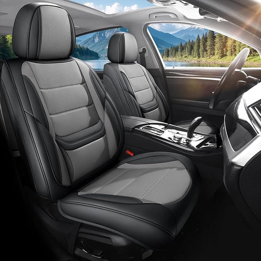 Car Seat Covers Full Set Custom Fit for Chevy Trailblazer 2021-2026 - Premium Faux Leather with Lumbar Support, Breathable, Waterproof, Anti-Slip, Durable, Easy to Install (Black&Gray,Full Set)