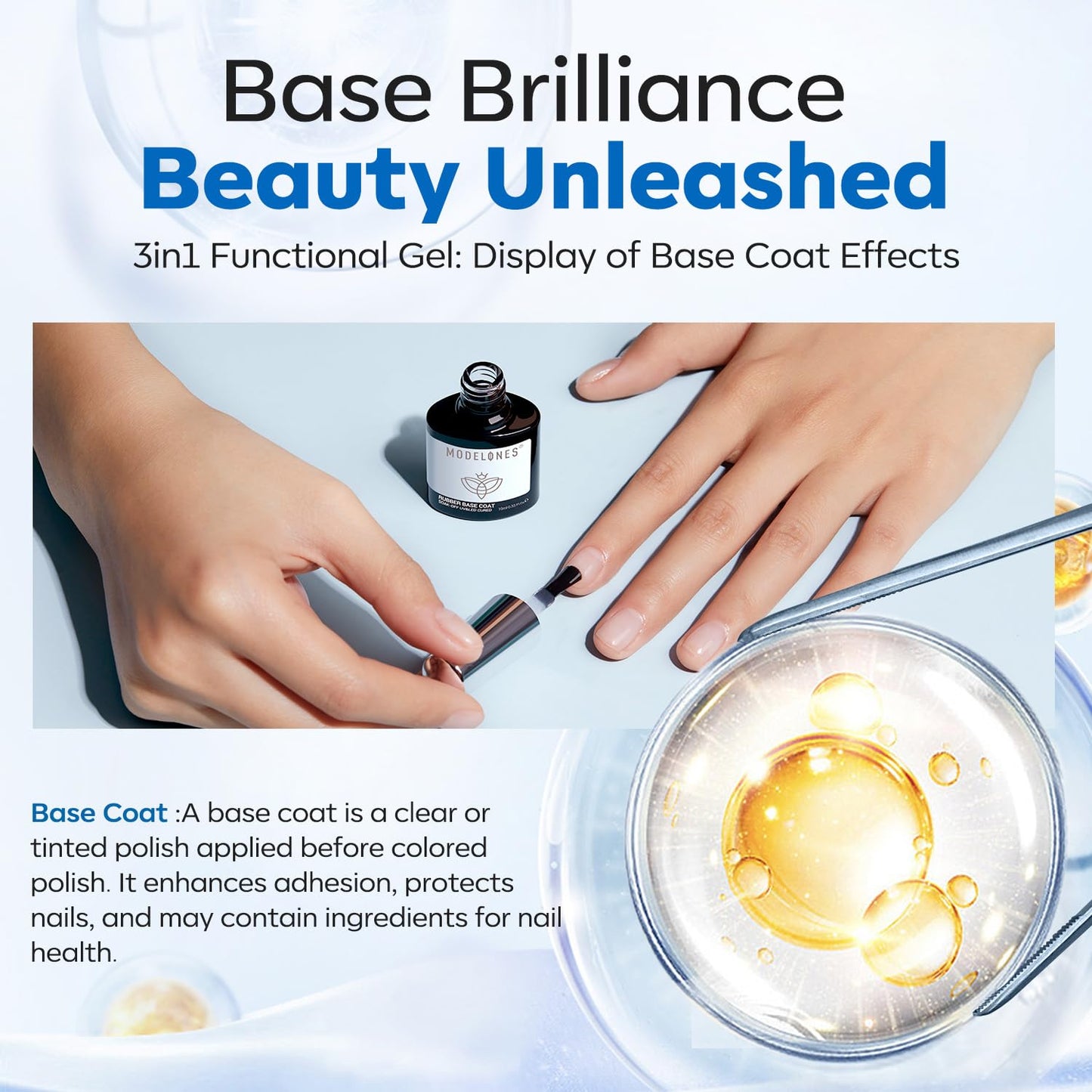 Milky White Rubber Gel Base Coat | 6-in-1 Builder for Strong Nails