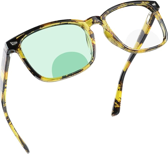 YEIN Bifocal Reading Glasses with Blue Light Blocking Lenses, Bifocal Reader for Women and Men, Vintage Square frame with Spring Hinge (+1.00/+4.00 magnification)