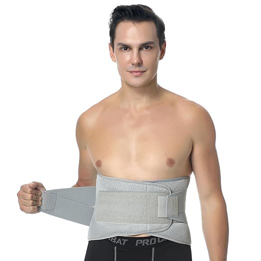 NeoTech Care Adjustable Compression Back Brace Lumbar Support Belt, Grey, Size L