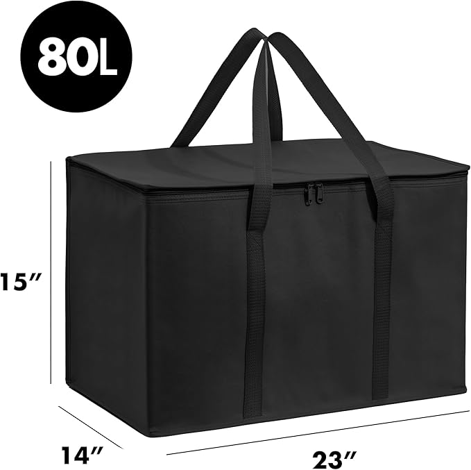Carrywell (Not Made In China) Insulated Food Delivery and Catering Bags, XXXL Pizza Delivery and Reusable Warming Bag, Thermal Insulation Tote for Hot and Cold Food, Doordash