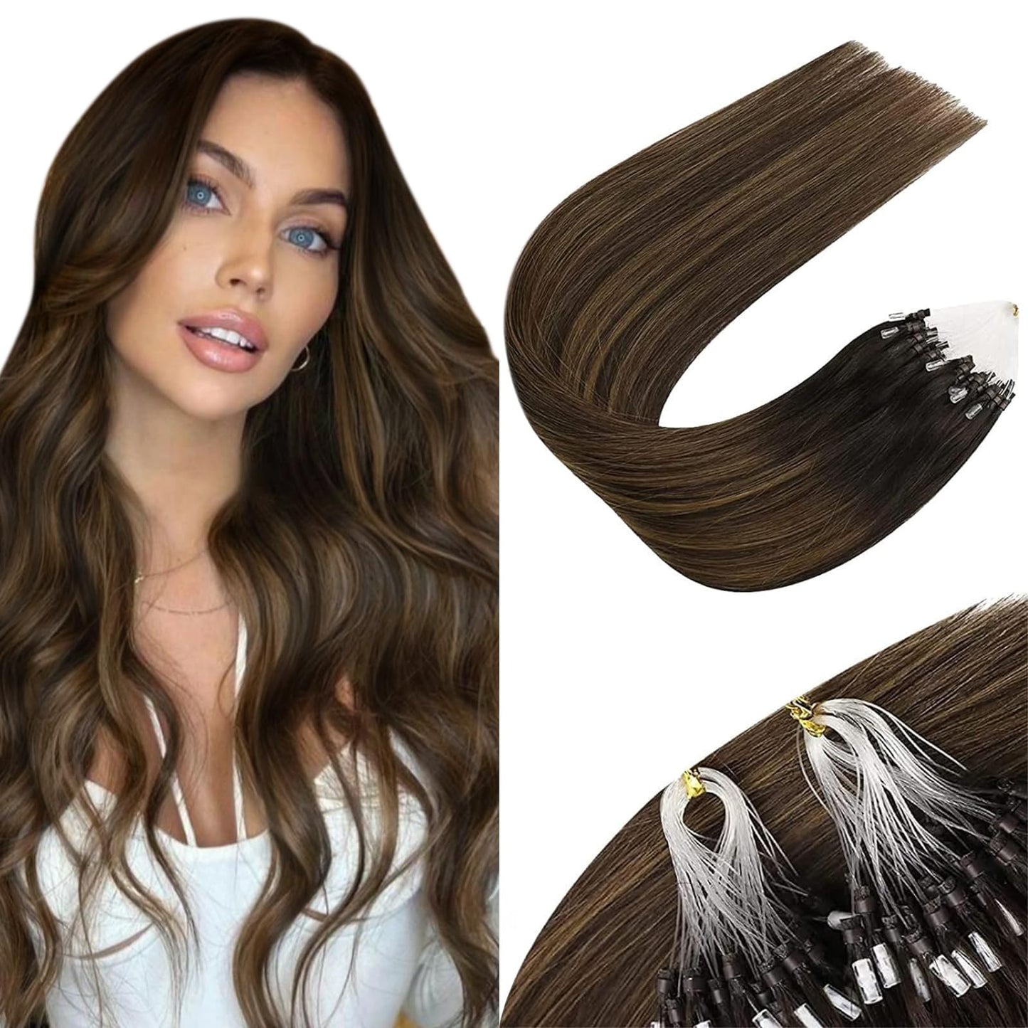 Sunny Hair Brown Micro Hair Extensions Human Hair Ombre Micro Bead Hair Extensions Human Hair Micro Loop Hair Extensions Human H