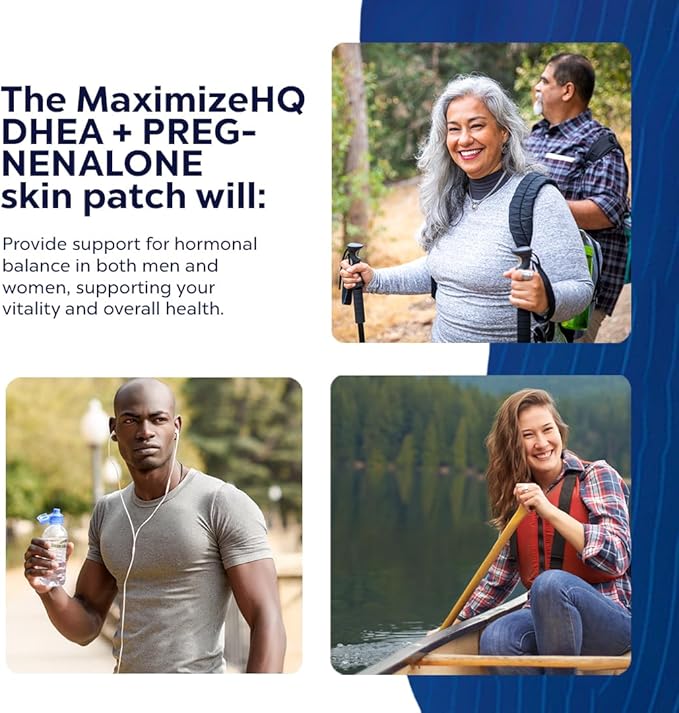 MAXIMIZE HQ DHEA + Pregnenolone Patches - for Vitality and Overall Well-Being Support - 8 Hour Time-Release - Gluten Free - Vegan
