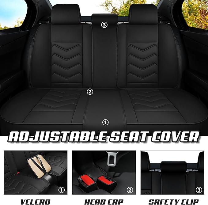 Car Seat Covers for Ford Expedition 2000-2025, Premium Nappa Leather Car Seat Cover, Stylish Sport Seat Covers， Automobile Seat Cover Sets.(Luxury 5 Seats/Pure Black)