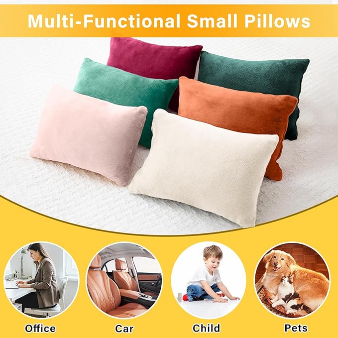 2 Pack Small Pillow, Memory Foam Mini Pillow 11 X 7 Inches for Travel, Sleeping, Nap and Neck, Knee, Lumbar Support, Tiny Cushion for Pet, Dogs (Off-White)