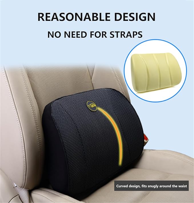 Heightening Wedge Car Seat Cushion Pad for Driving with Comfort Memory Foam, Curved Design Closely Adheres to The Lumbar Spine and Buttocks, Relieving Fatigue Broader Vision (Waist Cushion,Purple)