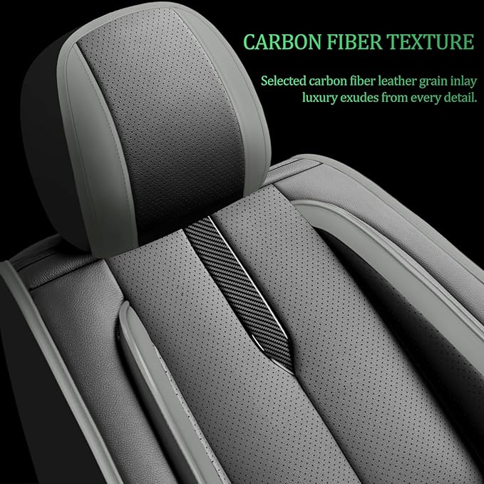 Fit Insight Car Seat Covers for Honda Insight 2010-2021 2022-Upgraded Premium Waterproof & Breathable Leather,Airbag Compatible,All-Weather Seat Cushion Protector,2 Front/Black-Grey