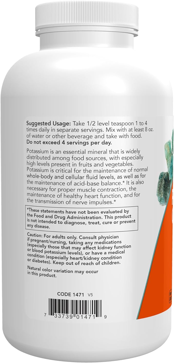 NOW Foods Supplements, Potassium Gluconate Pure Powder 175 mg, Essential Mineral*, 1-Pound