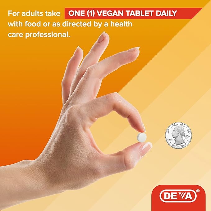 DEVA Vegan Vitamin D3 Supplement - Once-Per-Day Tablet with 1000 IU - Cholecalciferol - Lichen Plant Derived - 90 Small Tablets, 2-Pack