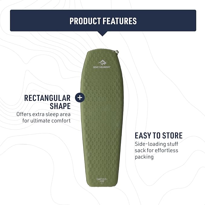 Sea to Summit Camp Plus Self-Inflating Foam Sleeping Mat for Camping - Tapered - Regular (72 x 22 x 2.6 inches)