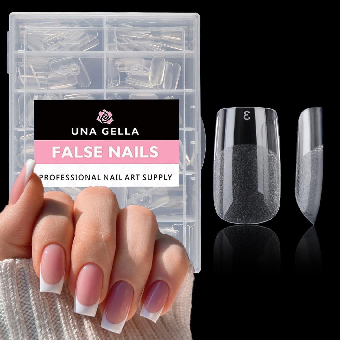 UNA GELLA Square Toe Nail Tips | 504 Pcs Soft Gel Full Cover | DIY Pedicure