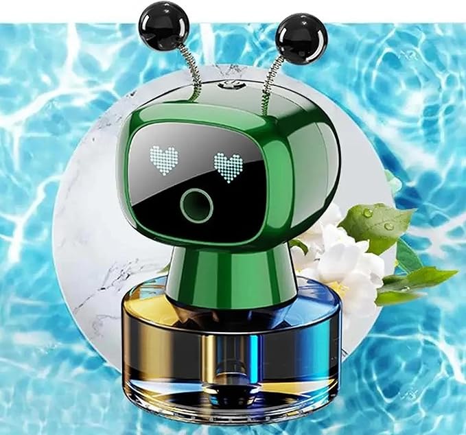 Amposei Smart AI Robot Air Freshener, Aromatherapy Diffuser for Car, Automatic Spray, Ideal Gift Decor for Perfume Lover (Black Cologne)