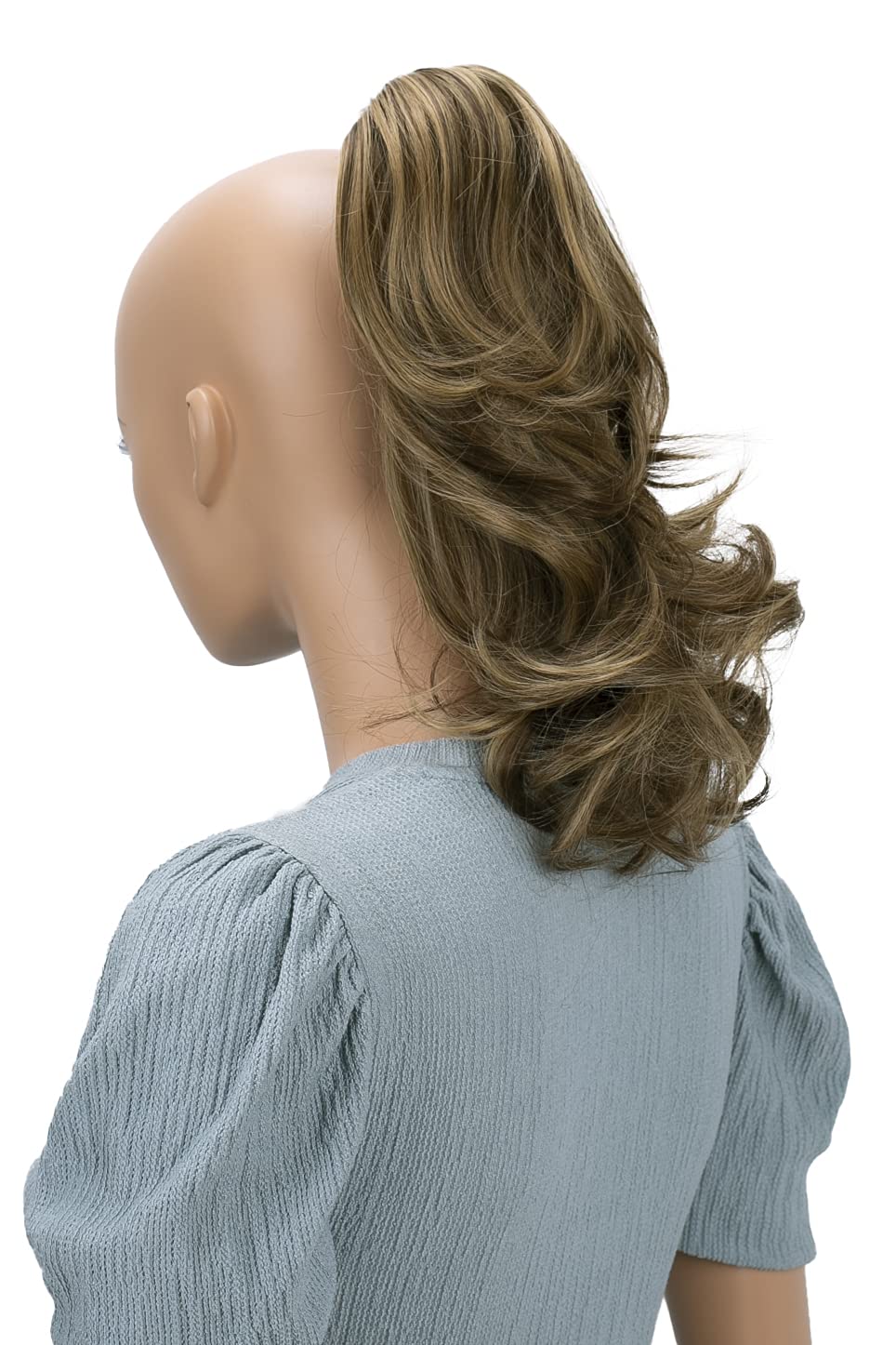 Caisha 14'' Wavy Clip On Ponytail With Butterfly Clip Hairpiece Heat-Resistant Synthetic Fibres Brown Blond Mix H60