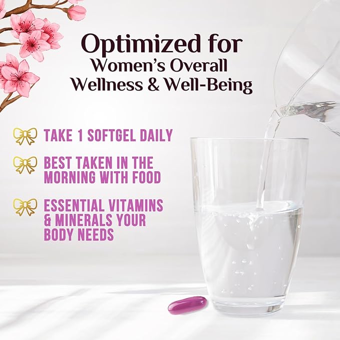 Multivitamin for Women with Iron, Calcium, Zinc, Vitamin A, C, D, E, & B Vitamins for Bone, Skin & Immune Health Support, Nature's Daily Womens Multivitamins for Women's Energy & Health, 60 Softgels