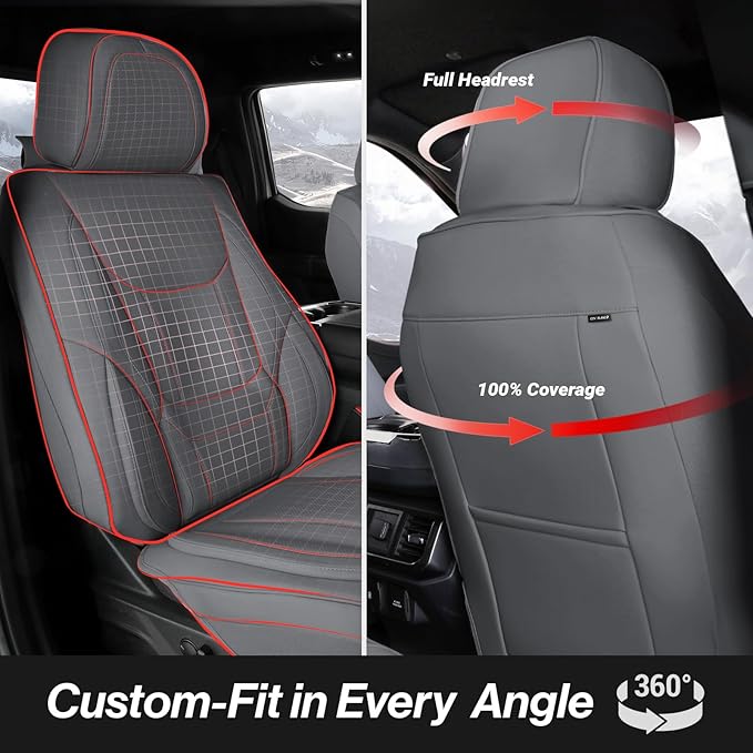 Coverland Custom Fit Car Seat Covers for SUV Compatible with [2009-2018 Subaru Forester] Premium Car Seat Cover Water Resistant Leather Non-Slip Interior Protector [Full set Dark Gray -Size Chart X77]