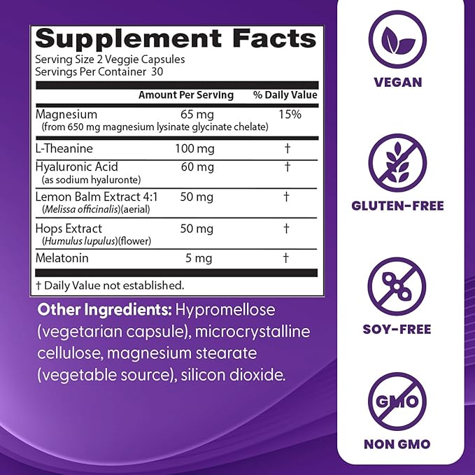 Doctor's Best Womens Beauty Sleep with Magnesium, Theanine, Melatonin, Sleep & Relaxation Support, Non-GMO, Gluten Free, Soy Free, Vegan 60 Veggie Caps