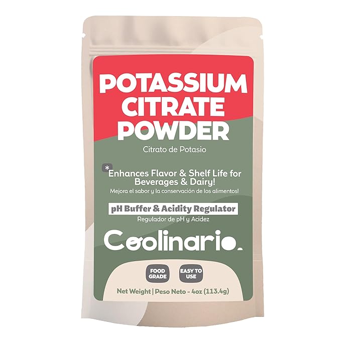Coolinario Potassium Citrate Powder (4 Oz) pH Buffer & Acidity Regulator for Beverages & Dairy | Enhances Flavor & Shelf Life | Perfect for Sports Drinks, Cheese & Jams | Food Grade