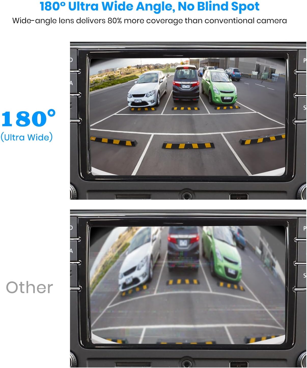AUTO-VOX 180° Front/Backup Camera, OEM Mini Style, Screw-Free Easy Install, Side/Rear View Camera, IP69K Waterproof & 0.1Lux Low Light Back Up Camera for SUV/Pickup Truck/RV/Van/Camper/Car