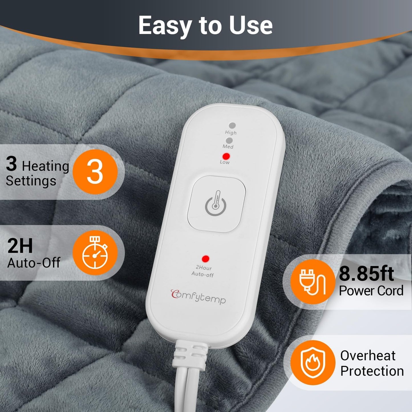 Comfytemp Weighted Heating Pad 17"×33" for Back & Cramps, Extra Large Electric Heat Pad, Birthday Days Gifts for Mom Women Men Dad, Full Body Heated Pad, Deeper Muscle & Pain Relief