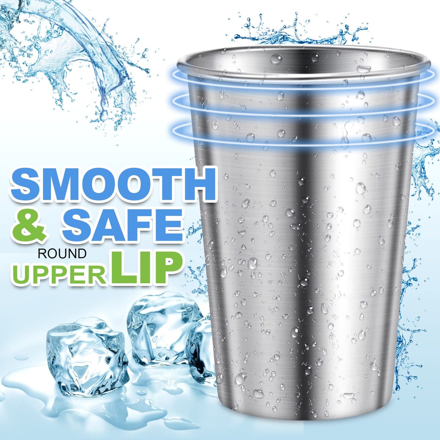 Honeydak 12 Pack Stainless Steel Cups 16 oz Metal Camping Cups Stackable Stainless Steel Pint Tumblers Shatterproof Drinking Glasses for Adults Travel, Outdoor, Camping, Everyday