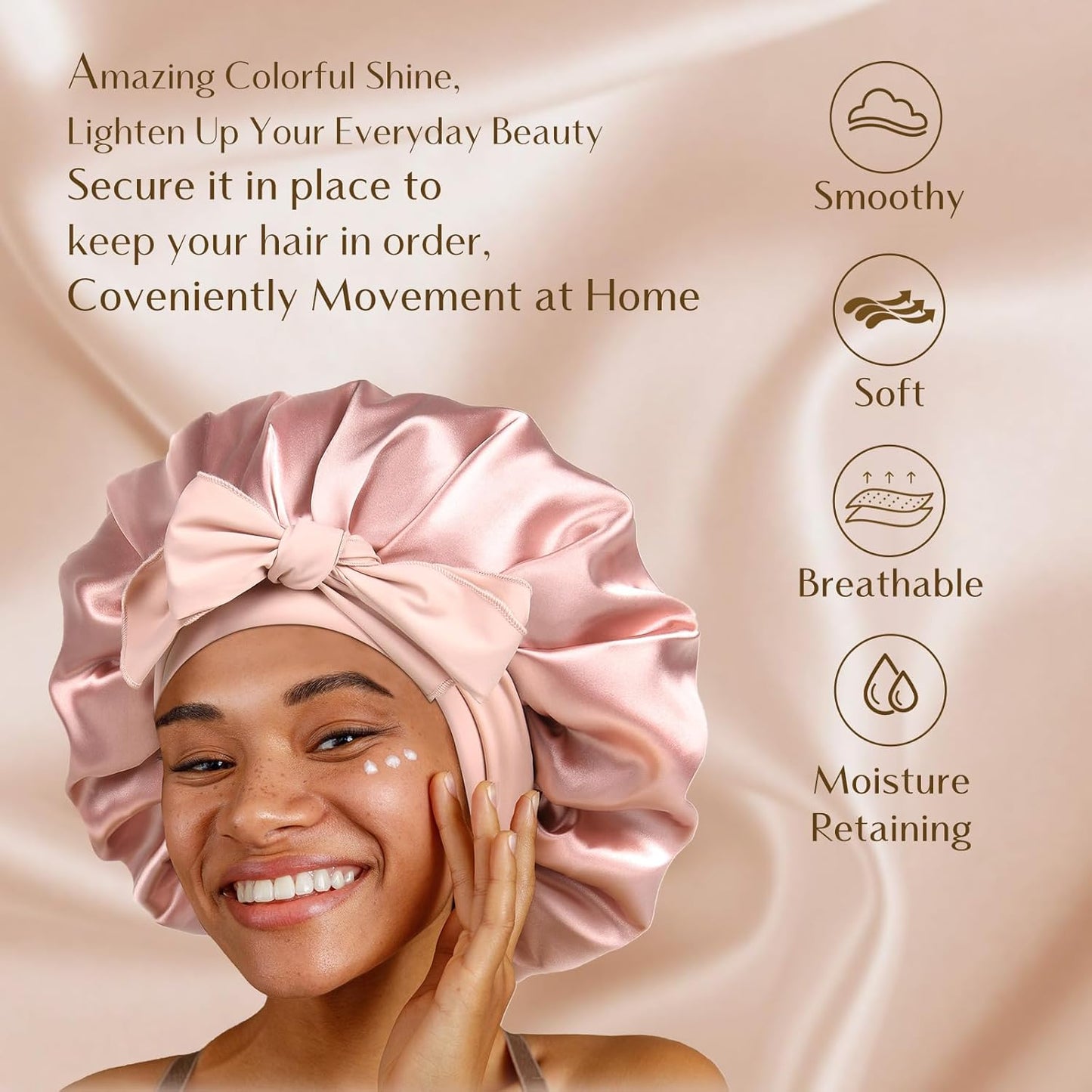 Silk Sleeping Bonnet for Women | Double Layer Satin Lined | Curly Hair, Black