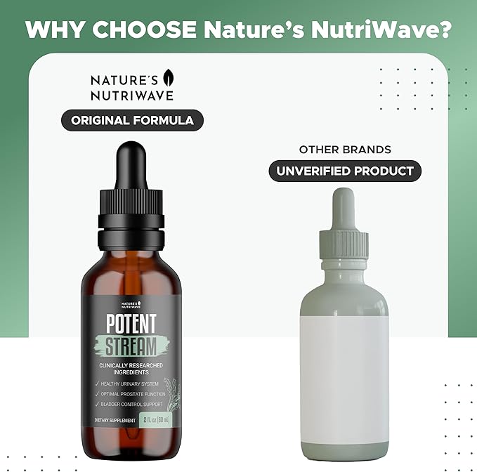 PotentStream Drops - Original Formula, Natural Liquid Supplement with Plant Extracts | 100% Natural, Made in USA, 3 Month Supply
