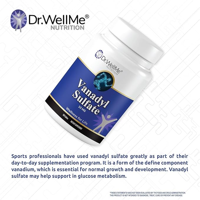 Dr.WellMe Nutrition Vanadyl Sulfate Supplement 10 mg, Maintains Healthy Blood Sugar Level, 100 Tablets, Pack of 3