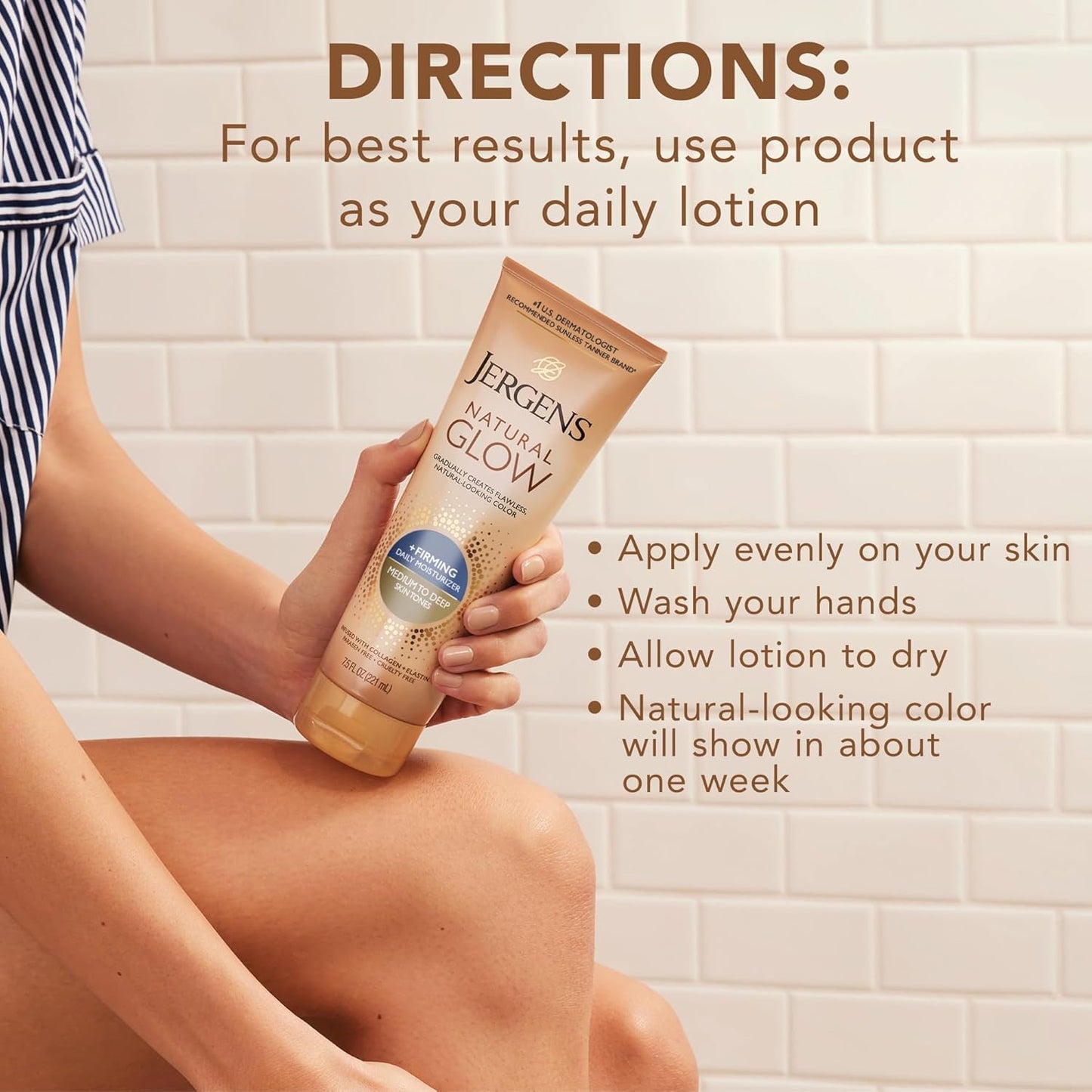 Jergens Natural Glow Firming Self Tanner Lotion | Fair to Medium Skin | 7.5 Fl Oz