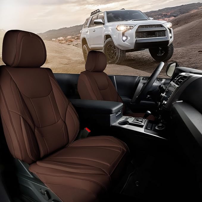 Coverland Custom Fit Car Seat Covers for SUV Compatible with [CR-V, Forester, Bronco, Escape, Santa Fe, Compass] Premium Waterproof Non-Slip Interior Seat Protector [Front Dark Brown- Size Chart A11]