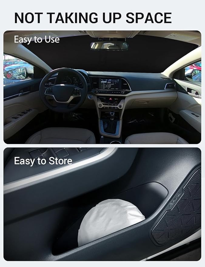 Proadsy 2026 Upgrade Windshield Sun Shade for 2017-2020 Elantra Front Window Sunshade Protector Foldable Sun Visor Blocks UV Rays Keep Car Cooler