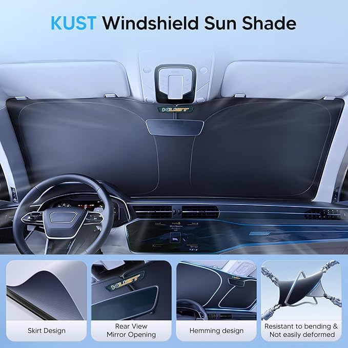 KUST Windshield Sun Shade for 2014-2021 Infiniti QX60 Accessories Window Custom Fit Sunshade Foldable Sun Visor Protector Blocks UV Rays Keep Your Car Cooler