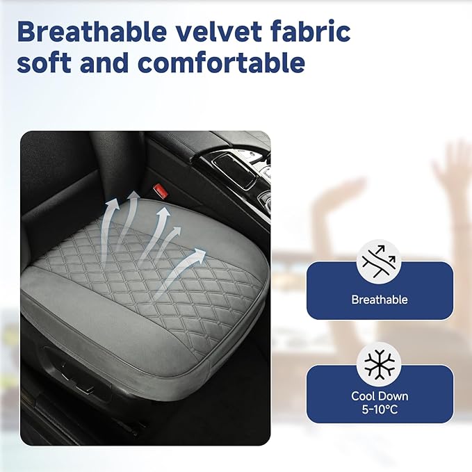 West Llama Front Car Seat Cover Protector, Comfortable Velvet Bottom Seat Cover Fits 95% of Vehicles,Cars,SUVs,Sedans,21.26 × 20.86 Inch(2PC-Gray)