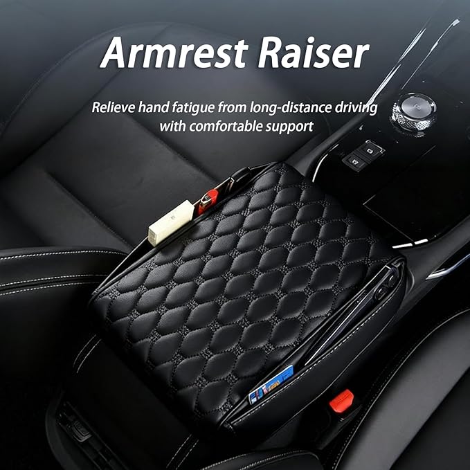 Car Center Console Cover for Toyota Venza 2008-2015 2021 2022 2023 2024 2025, Thick Armrest Cushion Pad with Side Storage Pockets, Center Console Protector, Arm Rest Cover