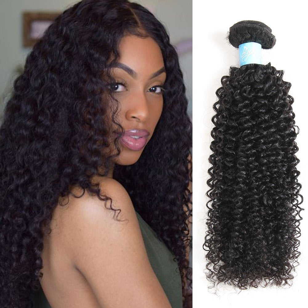 Bly 7A Mongolian Kinky Curly Human Hair Bundles 24 Inch Unprocessed Hair Weave Weft For Black Women Natural Color