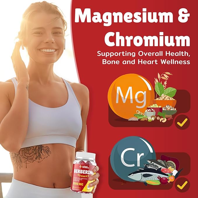 2000mg Berberine Supplement Gummies - High Potency Berberine with Ceylon Cinnamon Candy, Turmeric, Magnesium, Chromium - Sugar Free, Vegan, Non-GMO, Gluten-Free - Peach Flavor 60 Gummies - 2 Pack