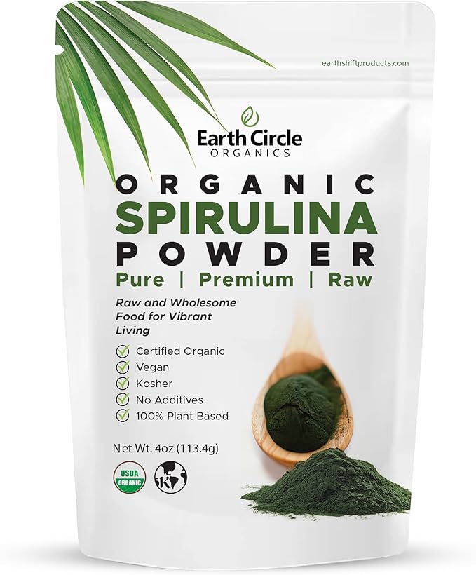 Spirulina Powder, Kosher, Raw and Non-Irradiated | Pure Vegan Protein | Premium Superfood, High in Amino Acids and Antioxidants - 4 Ounce