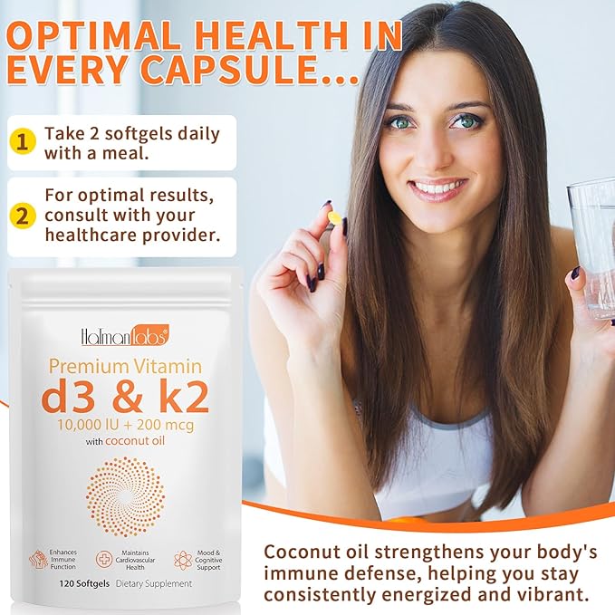 Vitamin D3 K2,D3 K2 Vitamin Supplement,Vitamin D3 and K2,D3 K2 Vitamin Supplement,Replenish Vitamin D3 K2 Coconut Oil Softgels (240)