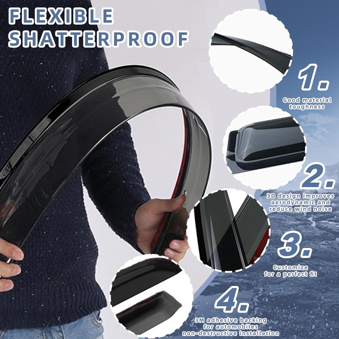 Window Visors Rain Guards fits 2009-2014 Ford F150 SuperCrew Cab, Out-Channel Window Wind Deflectors Vent Shades Accessories, Dark Smoke 4 Pcs, 2010 2011 2012 2013