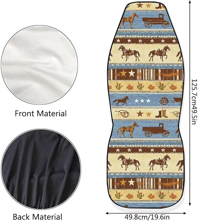 Car Seat Covers 2 Pcs Front Seats Only Interior Covers Fashion Auto Interior for Car Sedan Auto Truck SUV Easy to Install（Aztec Cowboy Print 83）