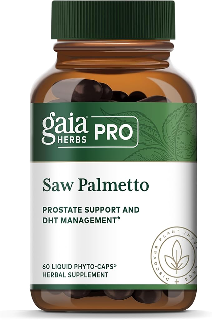 Gaia Herbs PRO Saw Palmetto - Healthy Prostate Gland Support Supplement* - Herbal Supplement with Saw Palmetto & Sunflower Seed - Vegan Gluten-Free Soy-Free - 60 Liquid Phyto-Caps (60 Servings)
