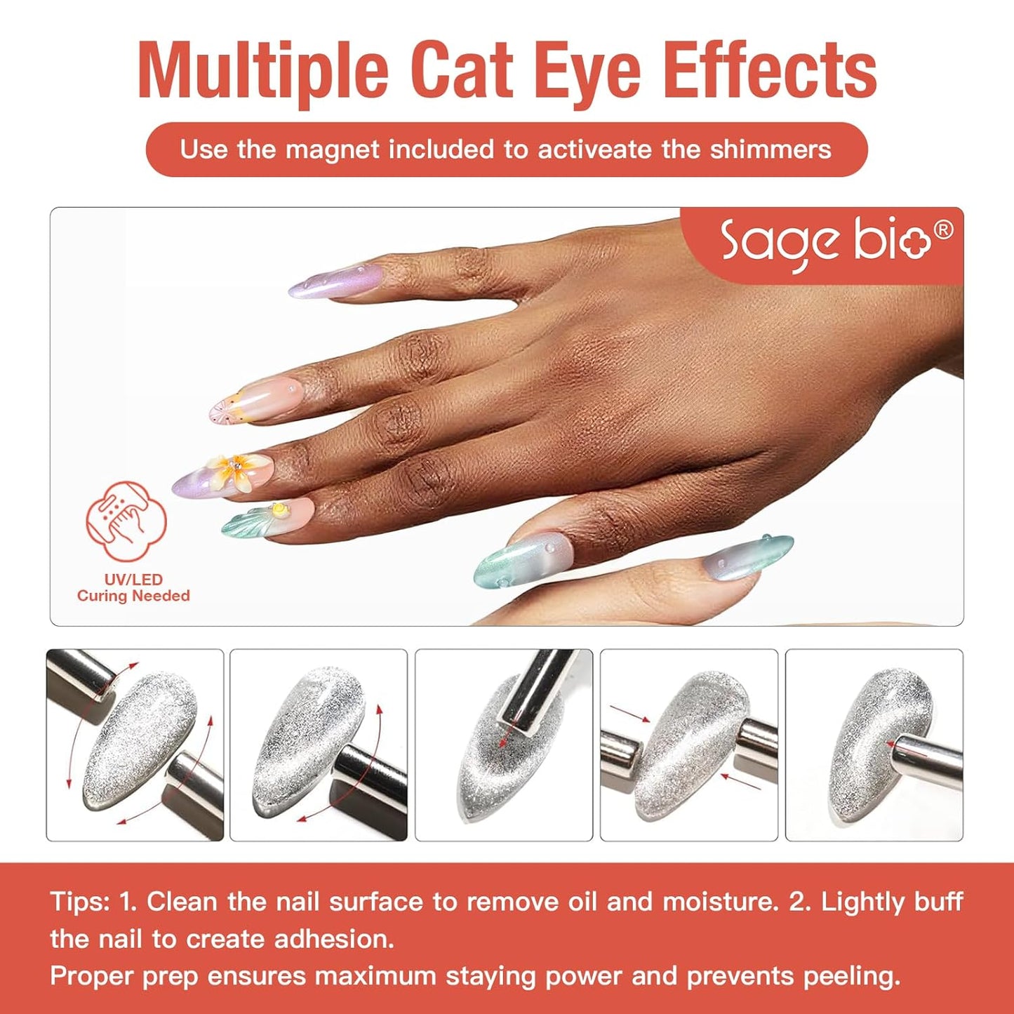 15ml Cat Eye Gel Nail Polish with Magnet Shimmer Glass Bead Effect 04