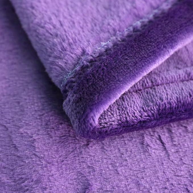 SOCHOW Flannel Fleece Blanket Queen Size, All Season Lightweight Super Soft Cozy Blanket for Bed or Couch, Purple, 90x90 inches