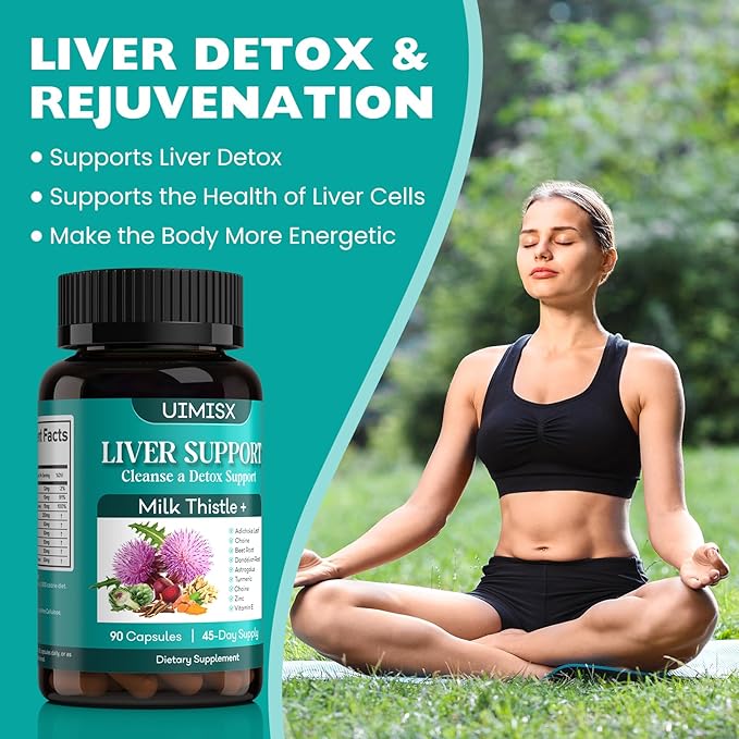 Milk Thistle Supplement - Liver Detox Cleanse Formula Herbal Liver Support with Milk Thistle, Dandelion Root, Artichoke, Turmeric, Astragalus for Liver Health, 90 Capsules-73