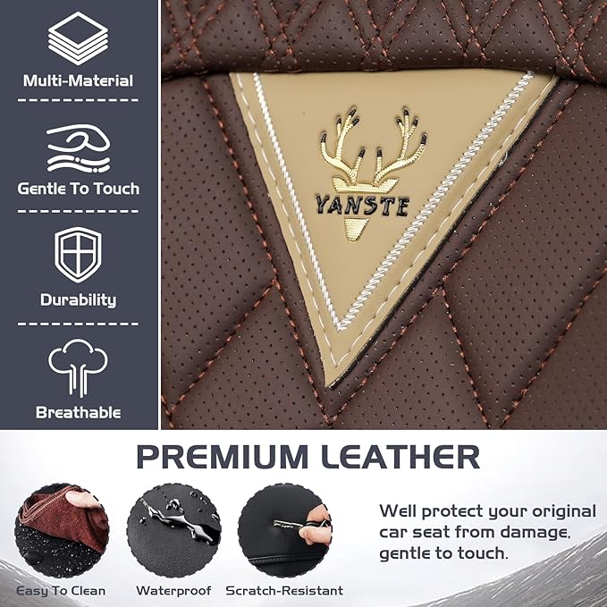 Truck Seat Covers for Ram 1500 2009-2026, Waterproof Premium Leather Full Coverage Car Seat Cover, Muscle Sport Style Auto Interior Seat Cover Sets (Full Set/Brown Coffee)