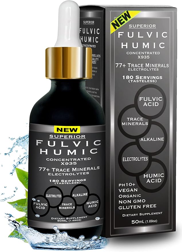 Fulvic Humic Acid Ionic Trace Minerals with Electrolytes Liquid Supplement Plus Oregano Oil Drops Super Strength More Versatile Then Oil of Oregano Softgels and Capsules
