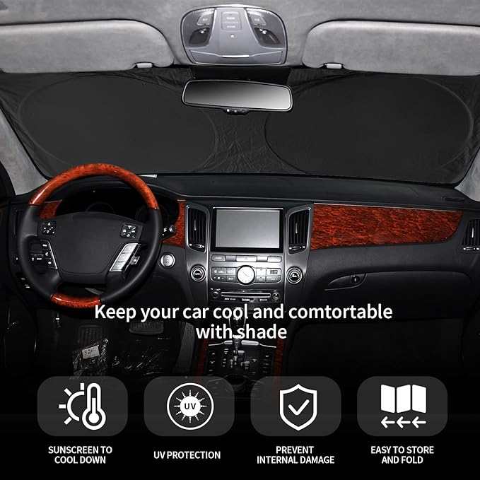 INSAUTO for RAV4 Car Windshield Cover, Windshield Sun Shades Foldable Sunshade for Toyota RAV4 2013-2023 SUV Crossover Front Window Custom Fit Sun Visor Heatshield Protector Car Accessories