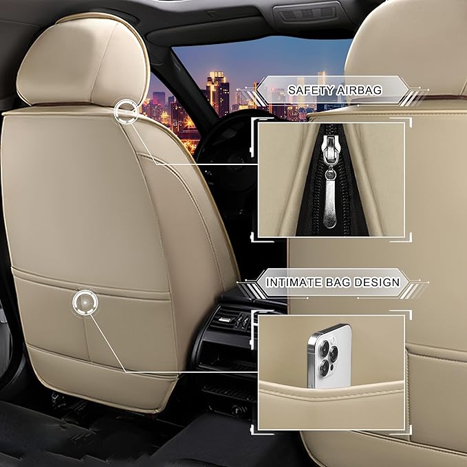 CTDS Car Seat Covers for Honda HR-V 2016-2026, Stylish Sport Seat Cover, Premium Nappa Leather Car Seat Cover. Automobile Seat Covers Sets.(Standard 5 Seats/Beige)