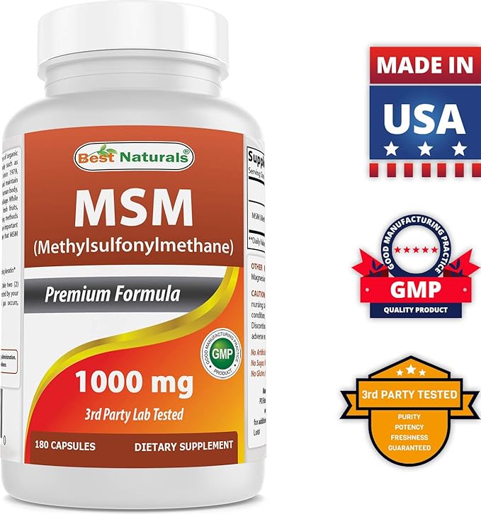 Best Naturals MSM 1000 mg 180 Capsules (180 Count (Pack of 2))
